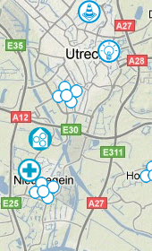 schermafdruk: interactieve kaart op zorgvoorbeter.nl